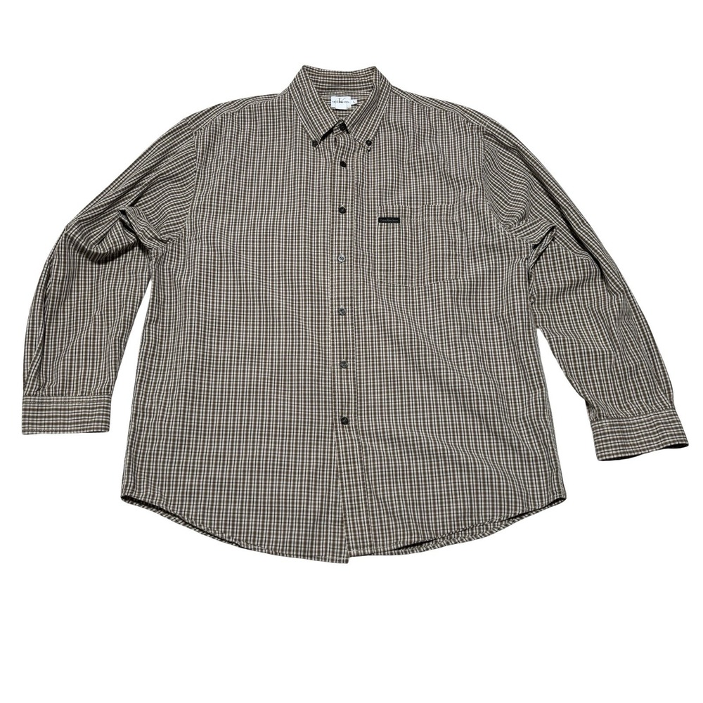 Calvin‎ Klein Men's Gingham Checkered Button Down Shirt Size Large 25 x 31